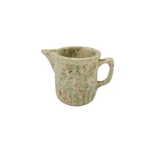Vintage Spongeware Pitcher, Ribbed Creamer, Mottled Green Brown, Splatterware